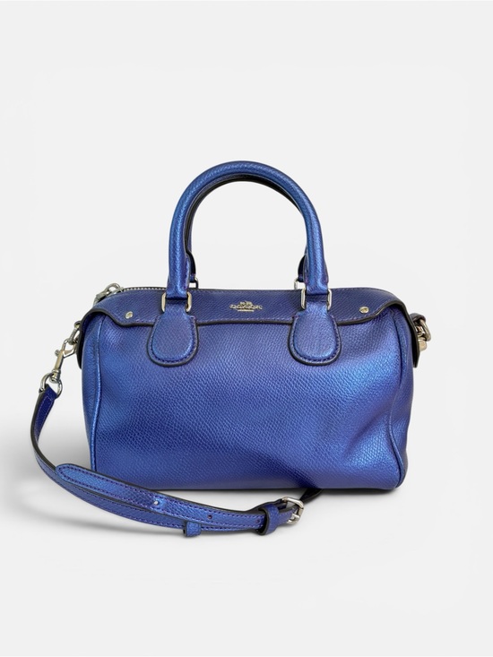Coach Handbags - Coach Metallic Indigo Leather Satchel with Detachable Strap